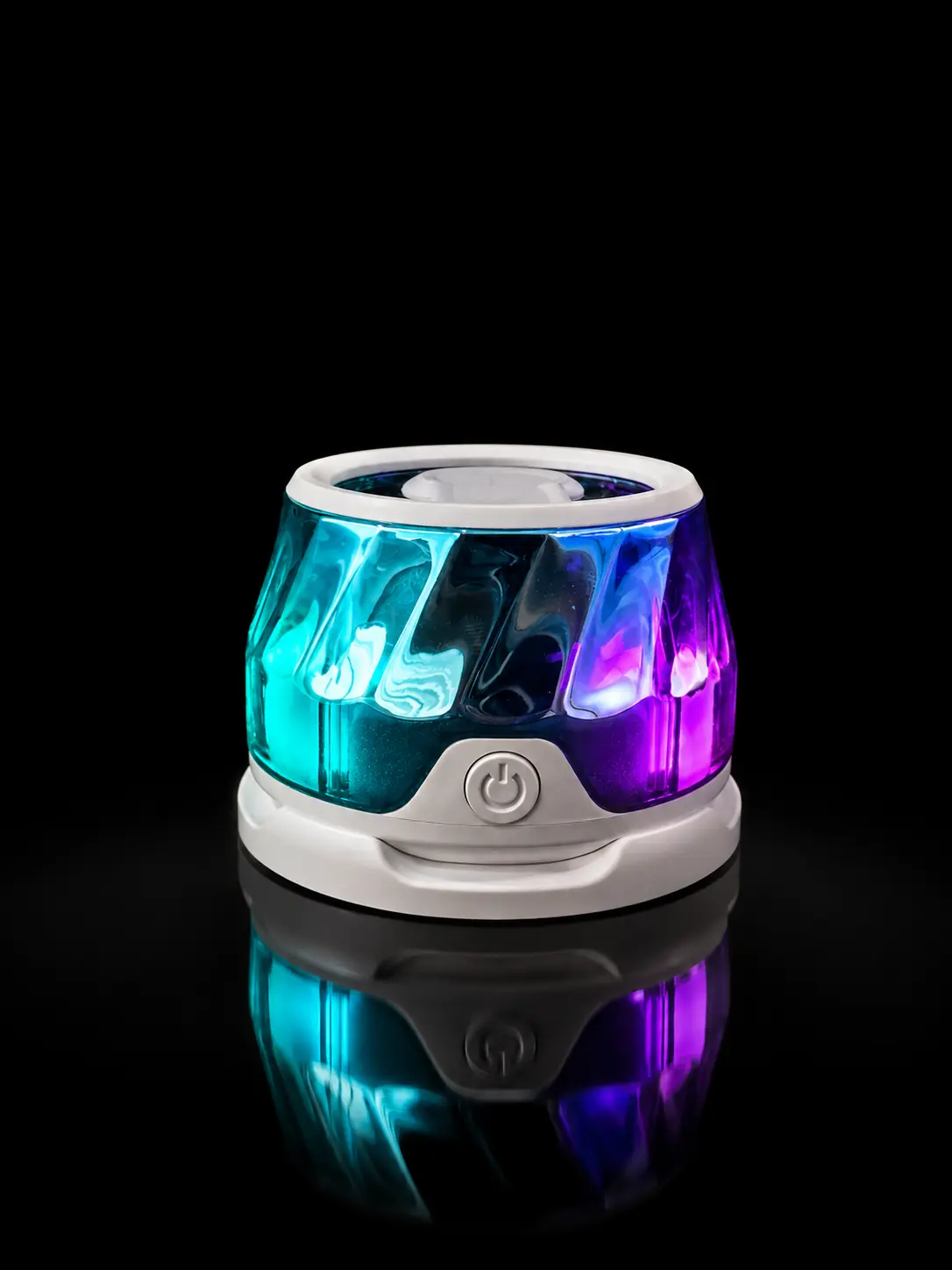 Modern Personal Speaker with Rose Gold-Blue Finish, LED Night Light, Power Button, Audio Functionality