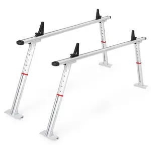 2 Pack Truck Rack Adjustable Width 35.4-71 Inches, Heavy Duty Aluminum Ladder Rack, 800 Lbs Capacity, Stable Drilling Cargo Support System for Kayak, Surfboard, Lumber, Silver
