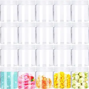 20 Pack 4oz Empty Clear Slime Containers, Round Plastic Cosmetic Jars with Lids, Transparent Storage for Cosmetics, Lotions, Butters, Slime Making and Food Storage