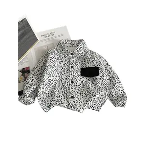 Boys' Long-Sleeve Shirt in Korean Style for Spring And Fall, Featuring a Leopard Print Design, Suitable As a Jacket