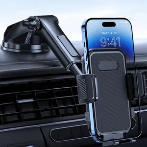 Car Phone Holder, Universal Carbon Fiber Hands-Free Mount, Fits Car Dashboard Windshield, Compatible with Smartphones, 1pc