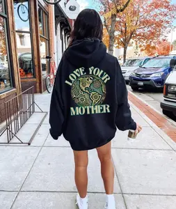 Retro Mother Earth Hoodie – Boho Earth Day Gift for Nature Lovers, Climate Change Activism Sweatshirt, Oversized Style