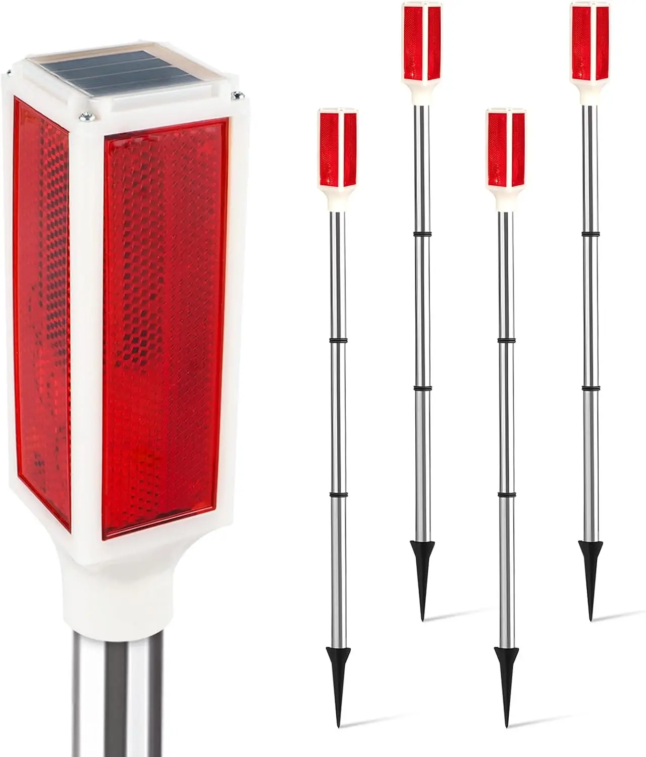 Aolyty Solar Driveway Markers, 2 Modes Reflective Warning Lights, 30 in | IP54 Waterproof LED Caution Lights Flashing for Parking Lots, Yards, Roads, Stop Signs