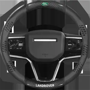 Leather Hand Stitched Car Steering Wheel Cover for Land Rover Freelander 2, Discovery 4, Range Rover, Premium Car Accessories