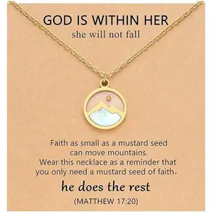 Virelyn B Mustard Seed Necklace Christian Faith Cross Pendant Religious Inspirational Gift God Is Within Her She Will Not Fall Encouragement Jewelry