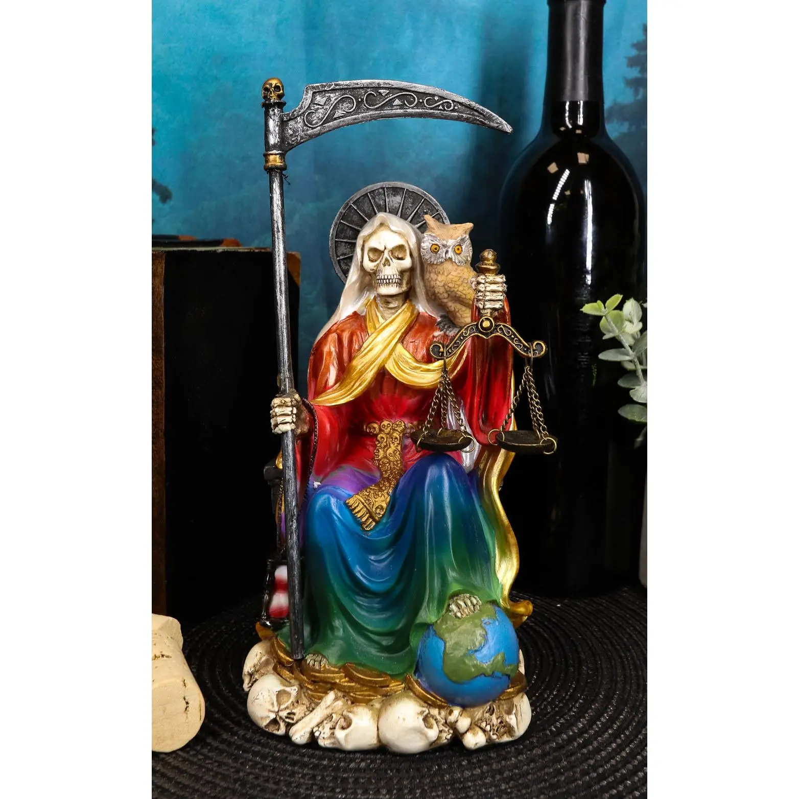 Ebros Rainbow Robe All Powerful Holy Death Santa Muerte Day of The Dead Figurine