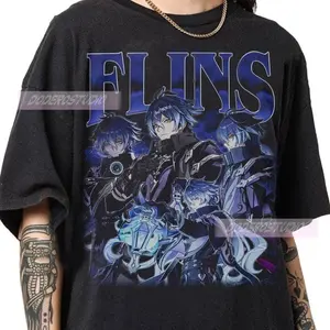 [Sale Up To 50%] Limited Flins Genshin Vintage Shirt, Retro Videogame Husbando Gift for Woman and Man, Funny Game Gifts Tee, Flins 90s Bootleg T-Shirt