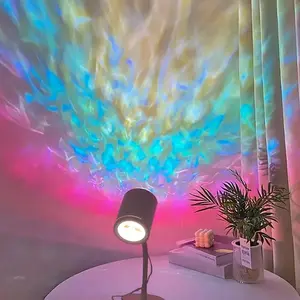 Sunset Water Wave Projection Lamp, Four Dynamic Modes, Dual Head Water Wave Light, Remote and Touch Control, 360° Rotation, Ideal for Home Parties