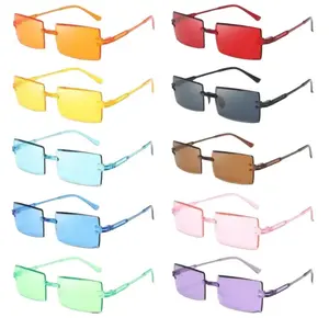 UV400 Fashion Rimless Rectangular Candy Color Sunglasses for Men and Women uv protection