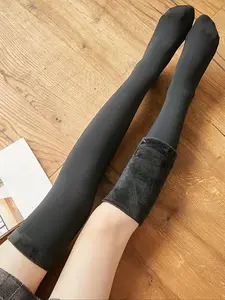 Women's 1 Pair Solid Over The Knee Socks, Warm Comfy Thick Warmer Thermal Lined Knitted Stockings For Fall & Winter, Women's Socks For Daily Wear