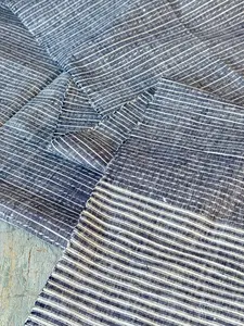 4.5 yrds x16 Fabric Antique Indigo blue tablenrunner plaid heavyweight cotton French country shabby farmhouse cottage decor art