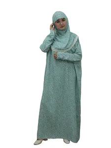 Muslim Women's One-Piece Hooded Prayer Dress, Floral Loose Long Robe, Mosque Pray/ramadan Dress, Modest Long Sleeve H-Type