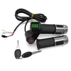 12-84V Universal Voltage LCD Bike Throttle Grip: Real-Time Voltage Display, Automatic Battery Health Monitoring, 5-Wire System, and Wide Compatibility for E-Bikes, Scooters, and Tricycles.