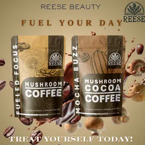 Reese Focus & Calm Coffee Duo — Mushroom Coffee + Mocha Cocoa Coffee — 60 Instant Sticks