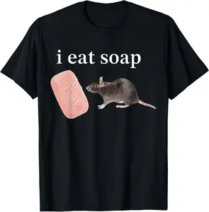 Casual Cotton shortsleeve tees I Eat Soap Rat Funny Meme T-Shirt