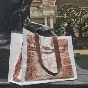 2025 Hot Laminated Portable Woven Bag Pp Plastic Waterproof Laminated Snakeskin Bag Luggage Packaging Storage Print Shopping Bag