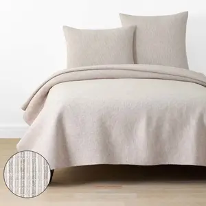 Yarn-Dyed Pencil Stripe Quilt - Taupe