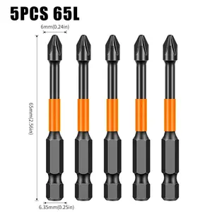 Size:65mm 5pcs,10pcs,20pcs PH2 Strong Magnetic Cross Torque Head Screwdriver S2 Steel Electric Head High Hardness Magnetic Anti-slip Electric Drill Bit