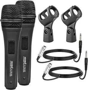 5 CORE Dynamic Vocal Handheld Microphone Pair with On/Off Switch Professional Wired Mic for Singing Karaoke Public Speaking and Parties Includes XLR Cord (Charcoal Black)