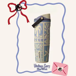 Owala FreeSip 24oz/32oz “Vintage Surf” Birthday Bash Water Bottle – Insulated Leak Proof Tumbler for Travel, Gym & Daily Use