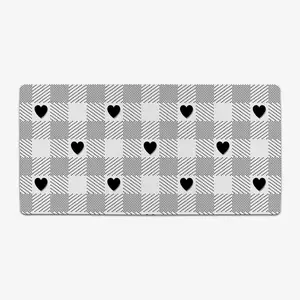 Black Heart Gingham Extended Mousepad Desk Mat