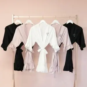 Satin Monogram Ruffled Robes