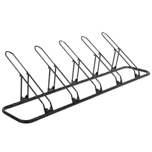 CyclingDeal Bicycle Floor Type Adjustable Parking Rack Stand - for 5 Bikes 20"-29" Mountain MTB & 700C Road Bike Indoor Garage Storage - More Stable with Adjustable Wheel Holders