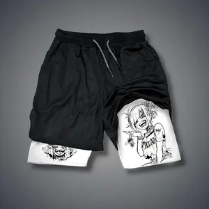 [Vtg90s] Double-Layer Sports Shorts Graphic Shorts Black Shorts Camo Shorts Streetwear Shorts Men Outfits Men Short Shorts Vacation Outfits Shorts