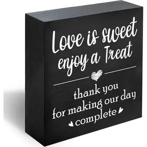 Love Is Sweet Enjoy A Treat Sign, Wedding Signs For Reception, Romantic Sign For Wedding Party Dessert Table, Wedding Bridal Shower Valentine's Day Party Supplies, Wedding decor 5x5 inch