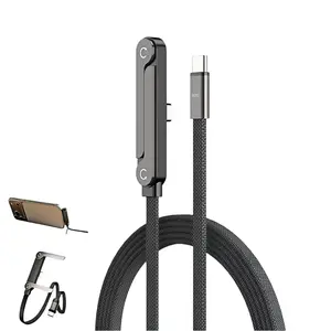2-in-1 Invisible Stand Charger Cable | 240W Super Fast Charging, USB-C to USB-C with Foldable Stand, Compatible with iPhone & Samsung, Perfect for Gaming, Office & Car Travel