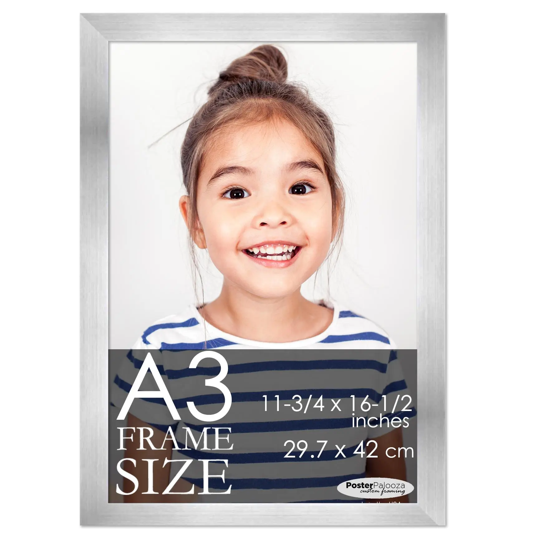 A3 Frame Silver Modern Minimalist 11.75x16.5 Frame - Wood A3 Picture Frame, UV Acrylic