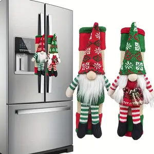 Christmas Gnome Design Refrigerator Handle Cover, 2 Counts/set Cute Gnome Design Refrigerator Door Handle Cover, Festive Decorations for Home Kitchen Party