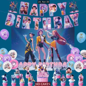 Anime Girls Group Birthday Party Decoration Set, Inspired Backdrop Banner, Balloons, Cake Topper, Music party, Background, Flag Pulling, Perfect Gift for Fans Party Supplies Party Decoration, Birthday Gift For Girls