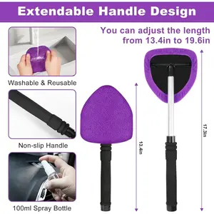 Windshield Cleaner Tool, 17Pcs Purple Car Interior Cleaning Kit, Detailing Kit Cleaner, Detailing Brush, Cleaning Gel, Inside Cleaning Supplies Accessories for Trucks,