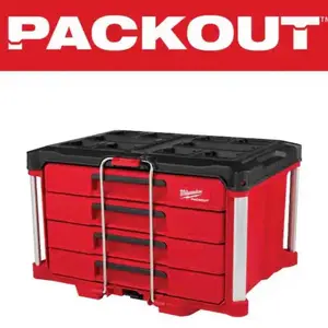 Milwaukee PACKOUT 22 in. Modular 4-Drawer Tool Box with Metal Reinforced Corners and 50 lbs. Capacity