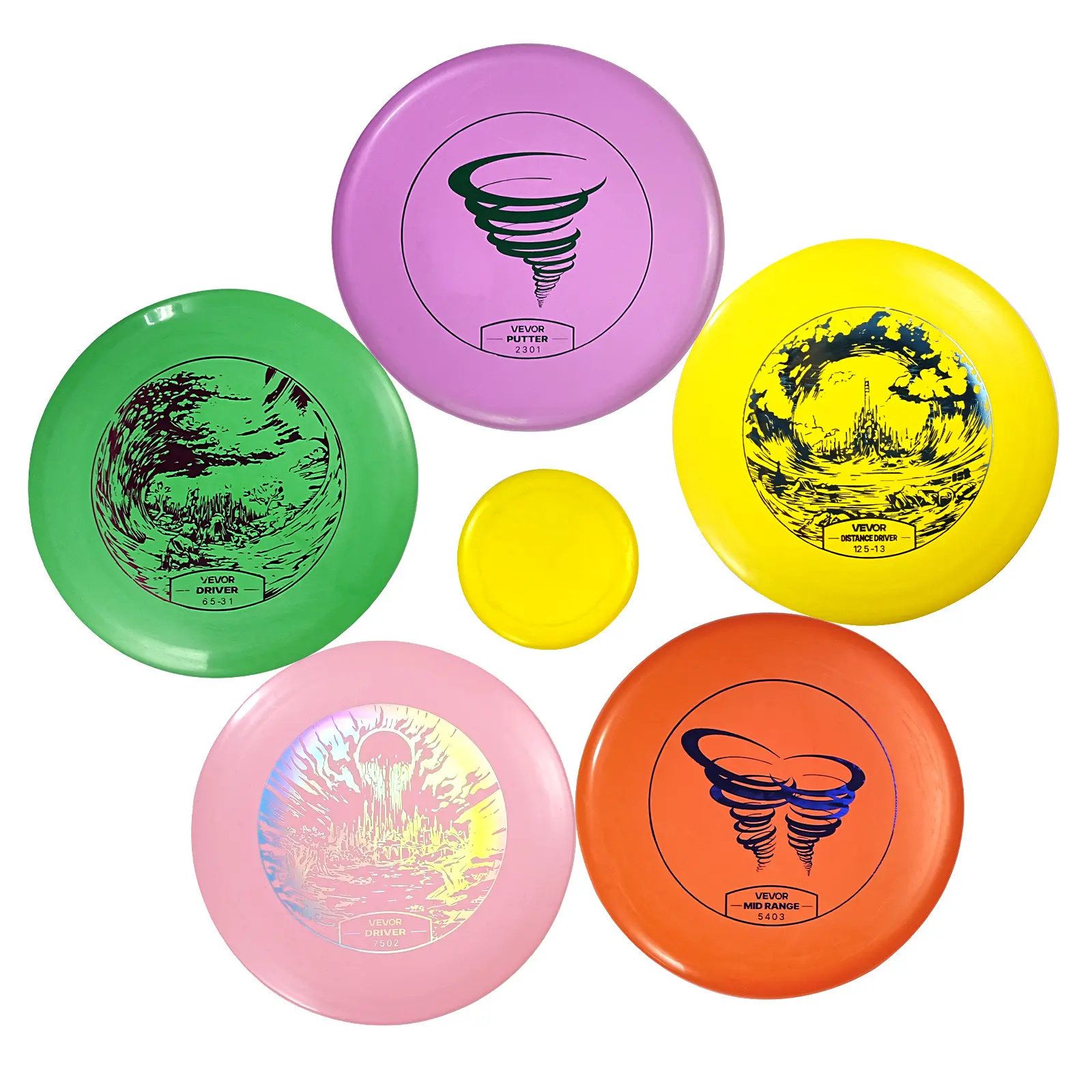【SummerFinds】VEVOR Disc Golf Set, 5 PCS Beginners Flying Discs, Disc Golf Starter Set for Full-Body Strength Training, with Putter, Mid-Range, Driver, Mini Marker, for Outdoor Backyard, Lawn, Beach