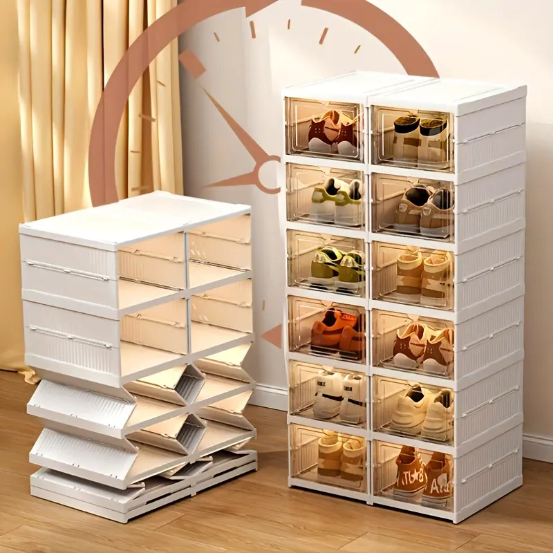 6-Layer Multi-Functional Thick Dustproof Shoe Box Storage Organizer, Closet Shoe Organizer, Ideal for Home, Dorm, Bedroom, Entryway, Made of PP Material, Clear Shoe Storage