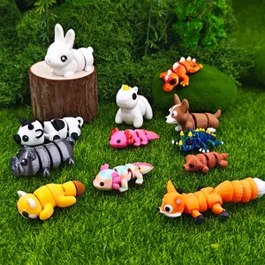 Cute 3D Printed 12-Piece Poseable Animal Set, Adorable Flexible Cute Collectible Figurines, Cute Cartoon Figurine for Parties, Gifts, and Home Decor