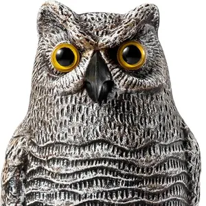 Bird Scare Devices Plastic Owl Scarecrow for Outdoor Garden, Yard, Pool Decoration, Brown