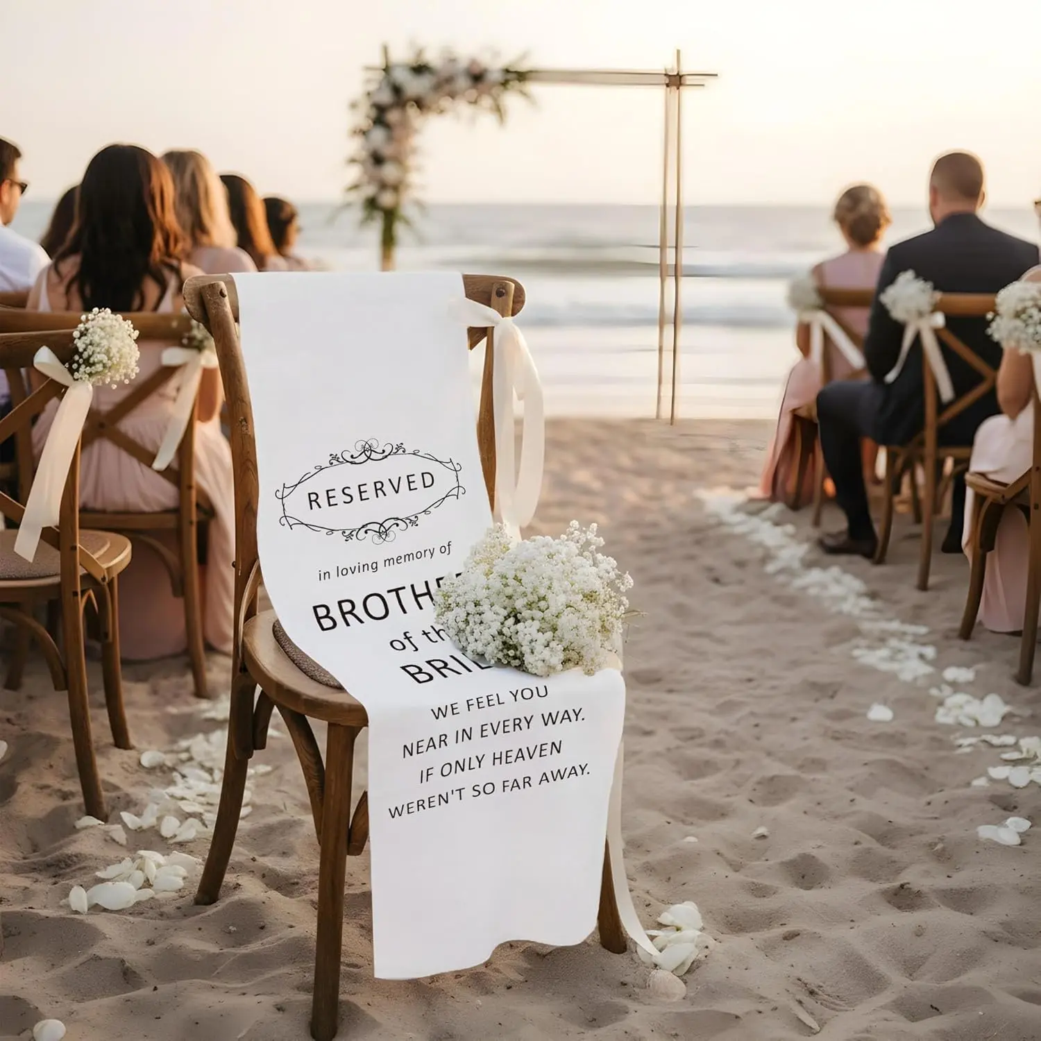 1 piece, 50x15 inches, white reserved wedding chair sign, commemorative wedding chair sign, reserved seat for someone in heaven, wedding reserved seat sign, Decor