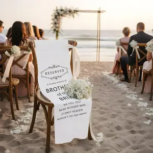1 piece, 50x15 inches, white reserved wedding chair sign, commemorative wedding chair sign, reserved seat for someone in heaven, wedding reserved seat sign, Decor