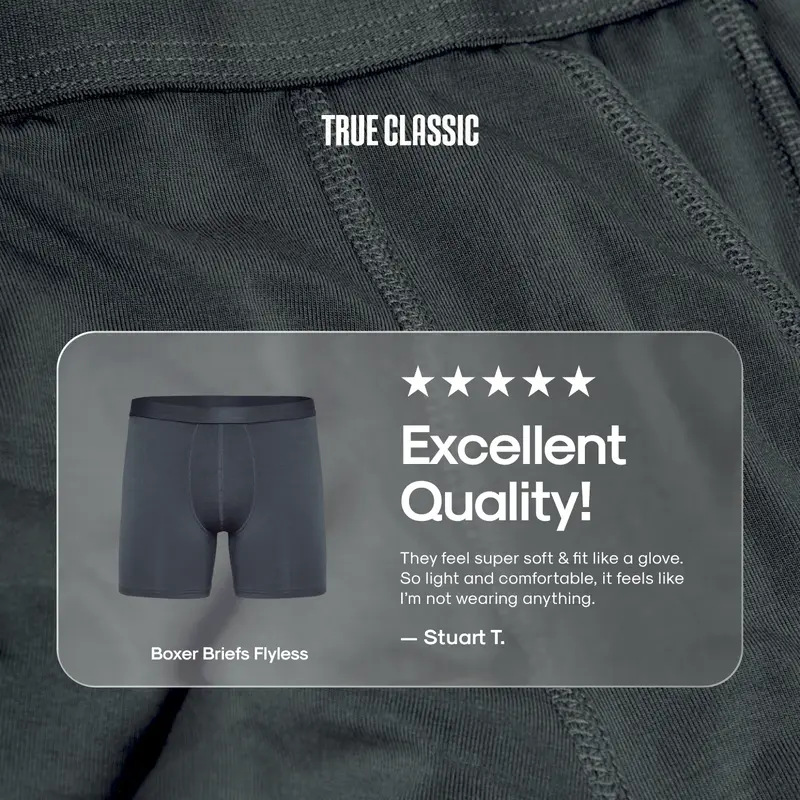 True Classic Men's Boxer Briefs with Soft, Breathable Fabric