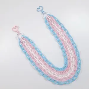 Transgender Pride Flag Colors Layered Clip-on Pants Wallet Pocket Chain - Rainbow Kawaii Plastic Chains for LGBTQIA+ Support
