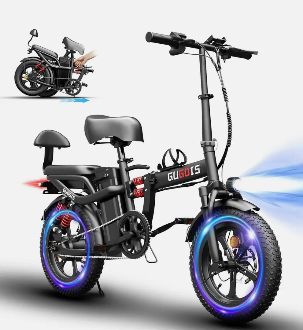 GUGOIS 16'' Folding Electric Bike for Adults - 1000W Peak, 48V 20Ah, 33MPH E-Bike for Sports & Outdoor Leisure Cycling