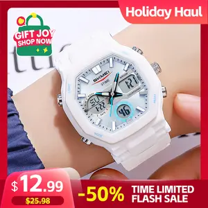SKMEI student children's dual display electronic watch multifunctional timing stopwatch calendar week alarm clock watch New Year's gift for children Wristwatch