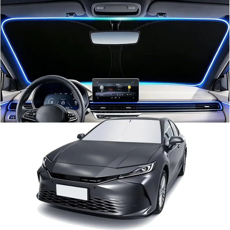 55" x 27.5" Car Windshield Sun Shade,Car Sun Protection Front Windscreen Inside, Windshield Sunshade Cover, Sun Visor Protection Car Windscreen,Windscreen for Summer, UV Heat Protection