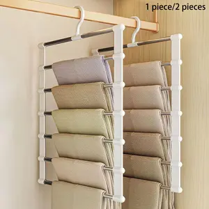 Multi-Layer Home Use Seamless Pants Hanger, Foldable Clothes Rack Space Saving Closet Organizer, Multifunctional Hanger, Durable Storage Solution