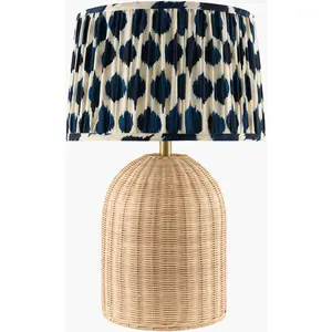 Soft Aqua Blue Bohemian Table Lamp with global details for bedside or console tables