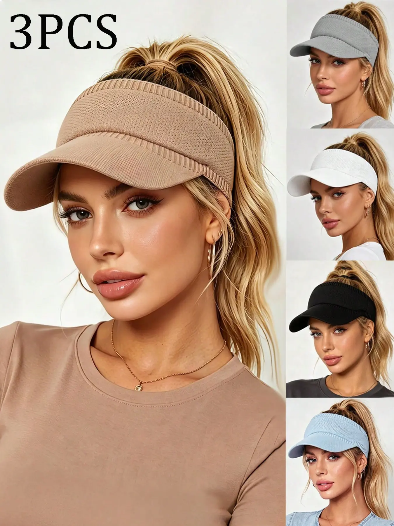 3 Pcs Women's Summer Vintage Sun Hat-UV Protection Ponytail Hat Fashion Peaked Hat Mesh Baseball Cap Adjustable Hat Adjustable Caps Summer Sports Cap Outdoor Hats, Suitable For Y2K, Beach, Swimming, Tennis And Golf, Vacation