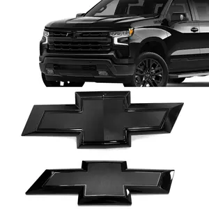 Bowtie Emblems for 2023-2026 Chevy Silverado 1500 Grille & Tailgate Chrome Gloss Black 2pack 3D ABS Plastic Authentic Replacement